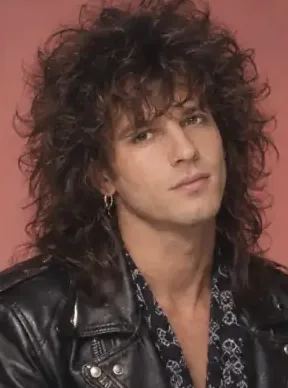 AI-generated portrait of a man with long curly rock-style hair and a black leather jacket